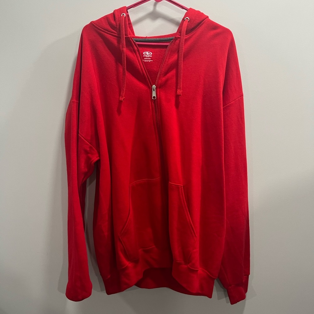 Oversized red full zip hoodie!